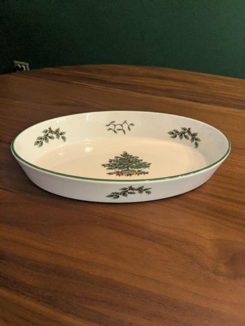 spode christmas tree oval casserole baking dish 10.5" x 6.5" holiday santa
